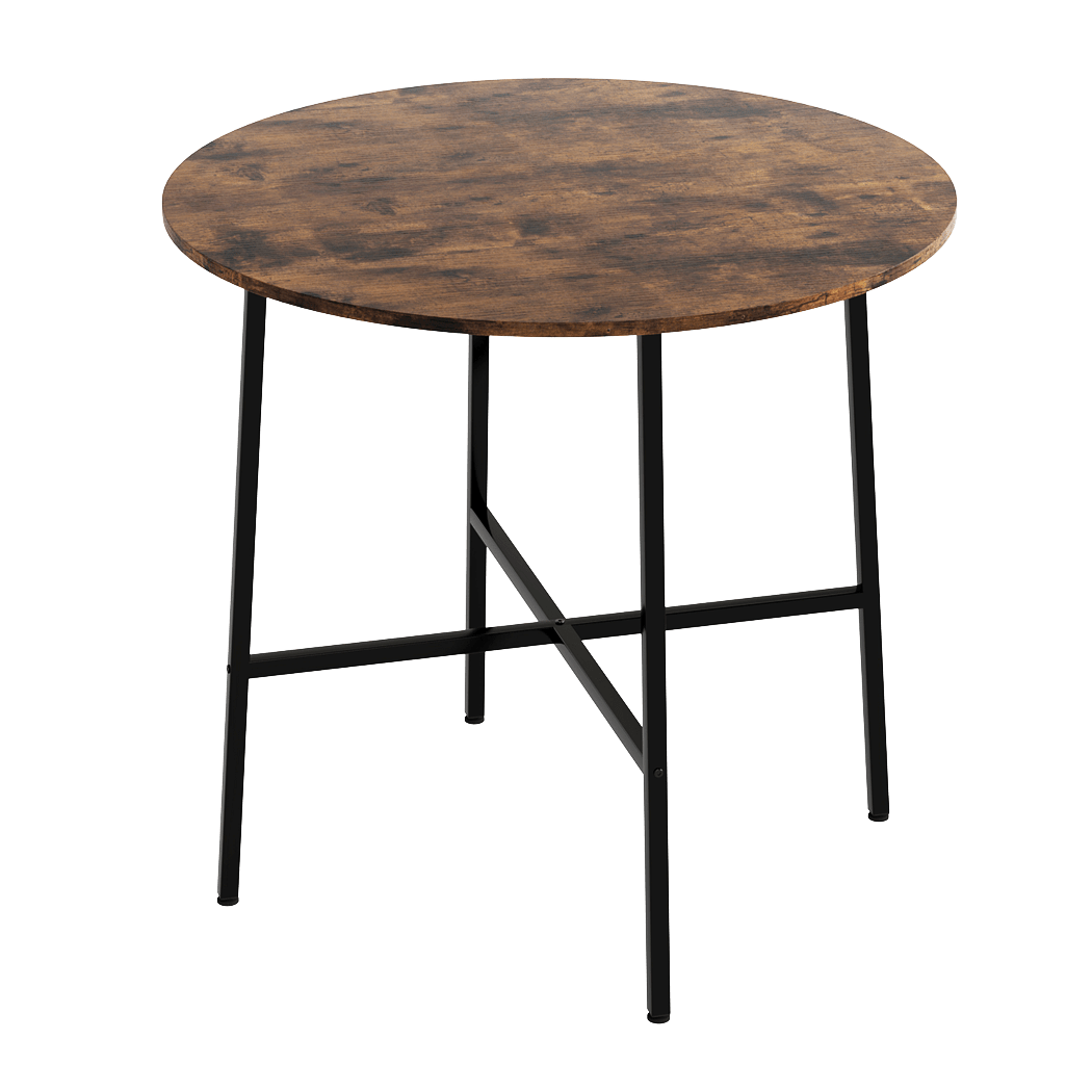 Round 80cm Dining Table for 4 with Coffee Table Use - Rustic Brown - Rivercity House & Home Co. (ABN 18 642 972 209) - Affordable Modern Furniture Australia