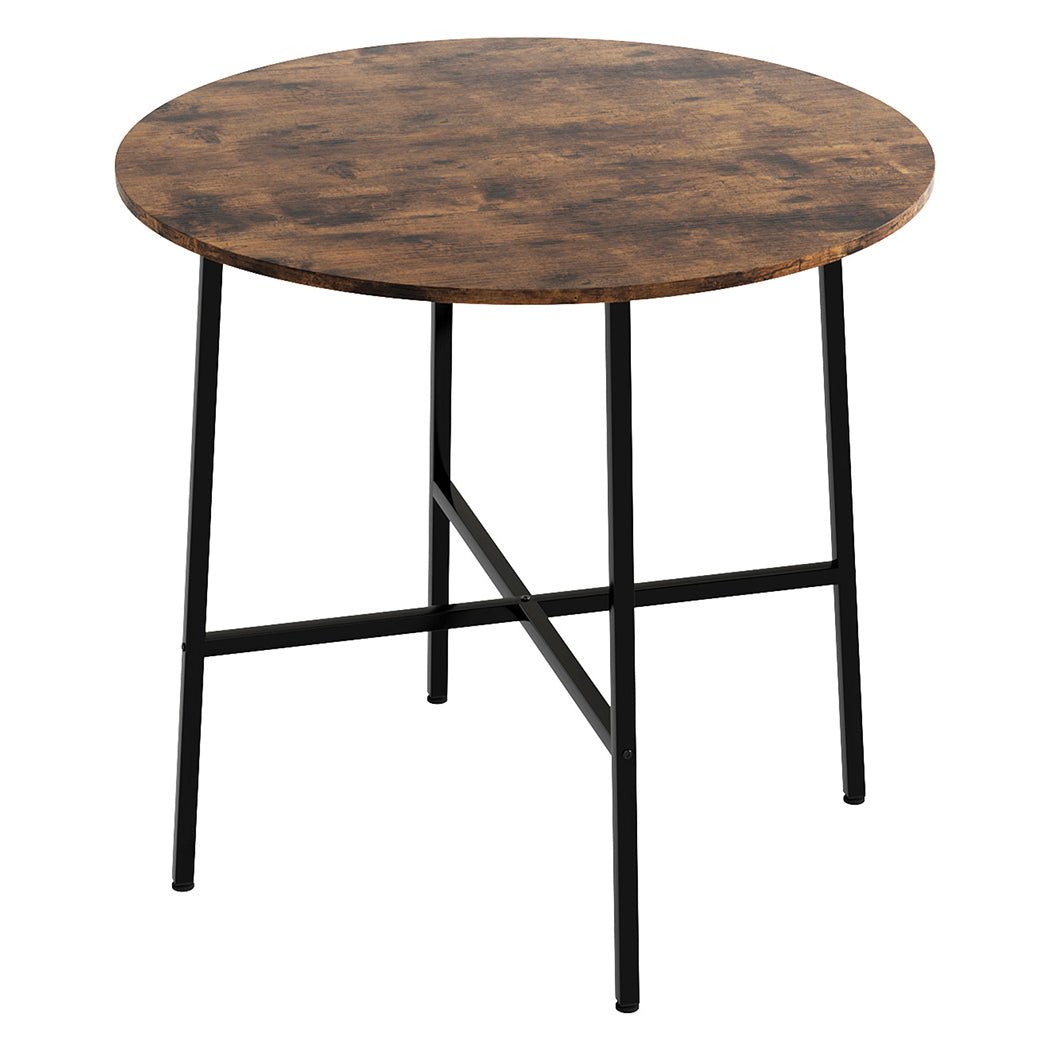 Round 80cm Dining Table for 4 with Coffee Table Use - Rustic Brown - Rivercity House & Home Co. (ABN 18 642 972 209) - Affordable Modern Furniture Australia