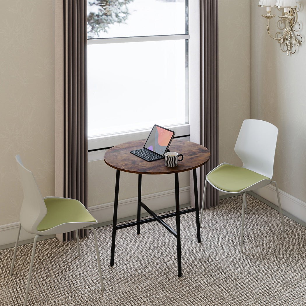 Round 80cm Dining Table for 4 with Coffee Table Use - Rustic Brown - Rivercity House & Home Co. (ABN 18 642 972 209) - Affordable Modern Furniture Australia