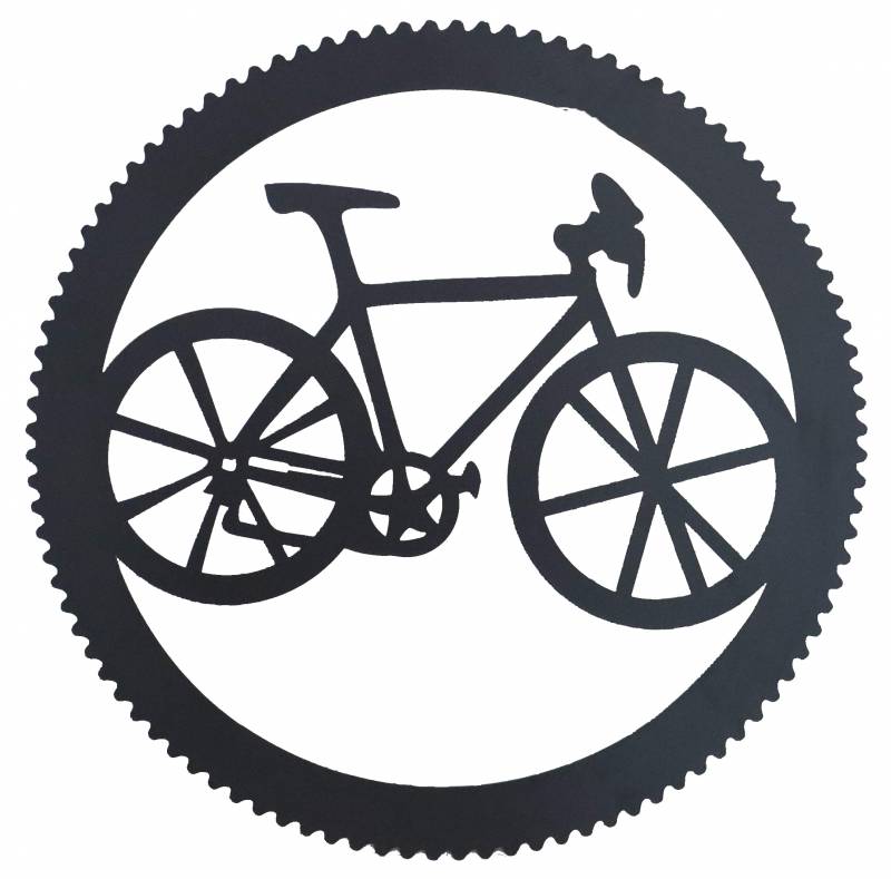 Round Bike and Cog Metal Wall Art 45x45cm - Black - Sports & Fitness > Bikes & Accessories > Bicycles - Rivercity House & Home Co. (ABN 18 642 972 209) - Affordable Modern Furniture Australia