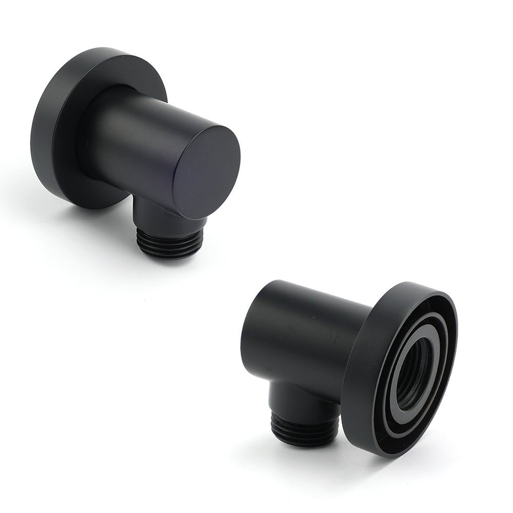 Round Brass Black Standard G1/2" Inch End Flexible Shower Elbow Connector Water Inlet - Furniture > Bathroom > Shower Heads & Screens - Rivercity House & Home Co. (ABN 18 642 972 209) - Affordable Modern Furniture Australia