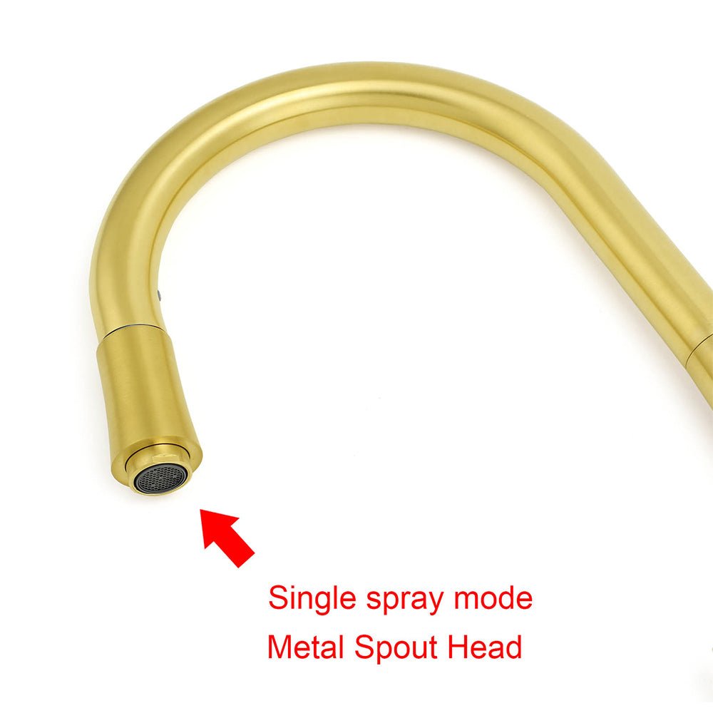 Round Brushed Gold Pull Out Kitchen Sink Tap Basin Mixer Faucet Flexible Spout - Furniture > Bathroom > Shower Heads & Screens - Rivercity House & Home Co. (ABN 18 642 972 209) - Affordable Modern Furniture Australia