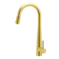 Round Brushed Gold Pull-Out Kitchen Sink Mixer Tap with Flexible Spout - Brushed Gold
