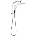 10" Round 2in1 Handheld & Rainfall Shower Head with Gooseneck Wall Arm Diverter - Chrome