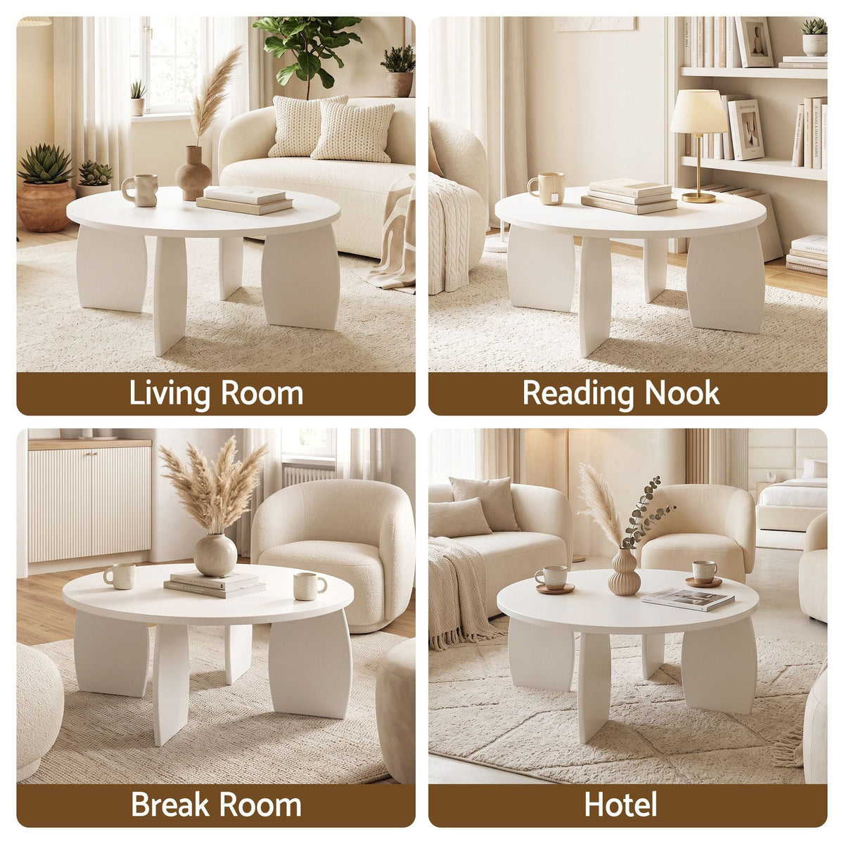 Round Coffee Table High-Gloss Center Table Minimalist Living Room Furniture 78x35cm Cream White - Furniture > Living Room > Coffee Tables - Rivercity House & Home Co. (ABN 18 642 972 209) - Affordable Modern Furniture Australia
