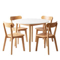 Round 5-Piece Dining Table and Chairs Set 108cm with Pine Wood Legs - White Timber
