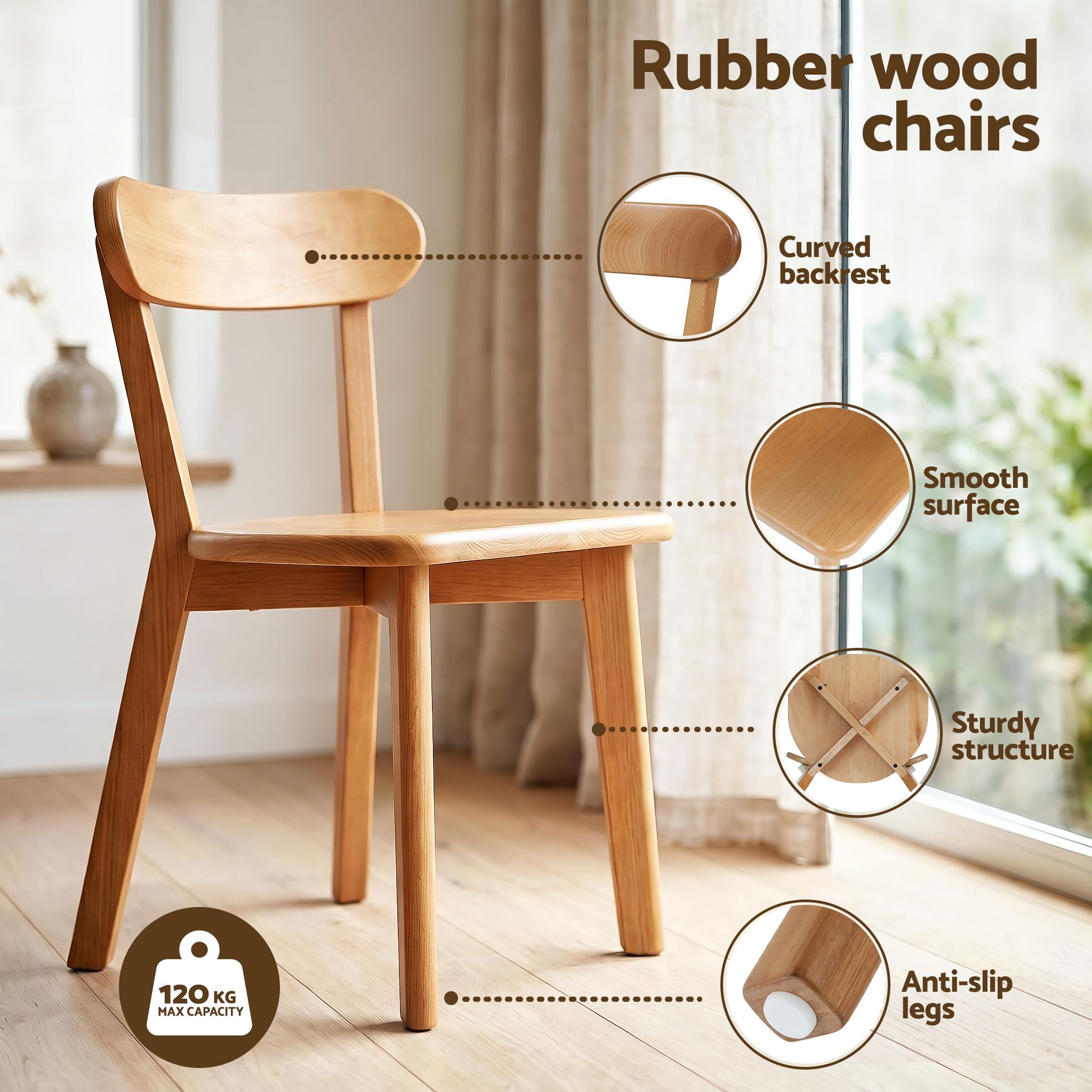 Round Dining Table and Chairs Set 5 PCS, 108cm Compact Kitchen Table Set with Solid Pine Wood Legs & 4 Ergonomic Rubber Wood Chairs,White Timber Dining Set for Small Space - Furniture > Dining > Dining Set - Rivercity House & Home Co. (ABN 18 642 972 209) - Affordable Modern Furniture Australia