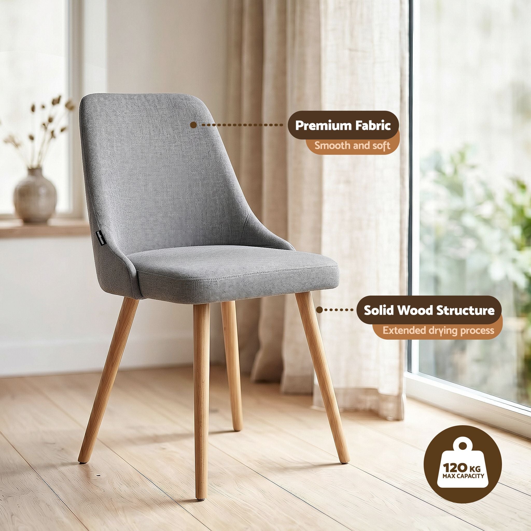 Round Dining Table and Chairs Set 5pcs Compact Kitchen Furniture White Natural Wood & Grey - Furniture > Dining > Dining Set - Rivercity House & Home Co. (ABN 18 642 972 209) - Affordable Modern Furniture Australia