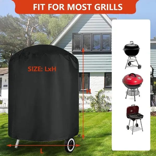 Round Grill Cover 62 x 105 cm Waterproof Tear Resistant UV Resistant 210D Oxford Fabric - Black - Home & Garden > BBQ > BBQs & Accessories - Rivercity House & Home Co. (ABN 18 642 972 209) - Affordable Modern Furniture Australia