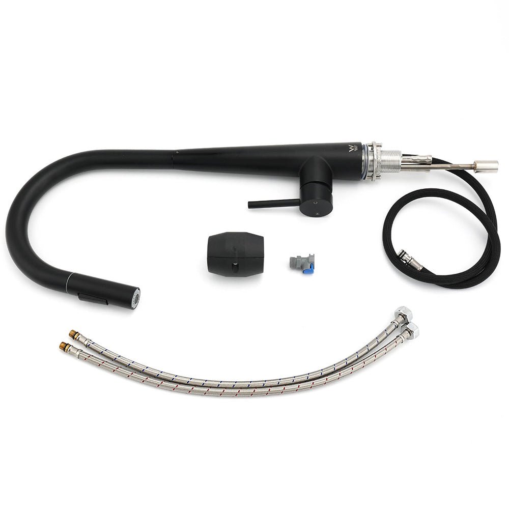 Round Matt Black Pull Out Kitchen Sink Tap Laundry Basin Mixer 2 Way Spout Set - Furniture > Bathroom > Shower Heads & Screens - Rivercity House & Home Co. (ABN 18 642 972 209) - Affordable Modern Furniture Australia