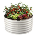 Round Metal Raised Garden Bed 90x45cm Planter Box - White
