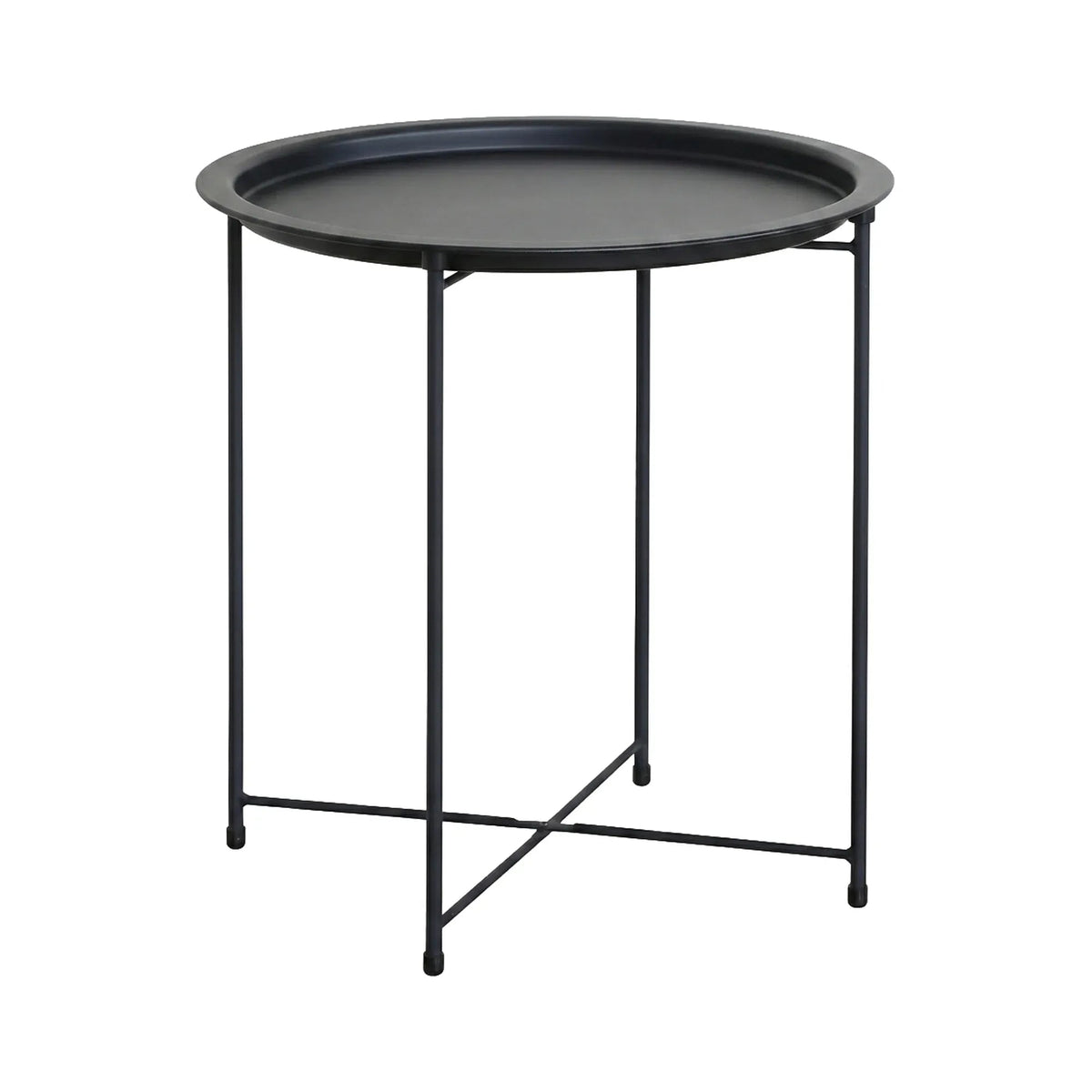 Round Metal Tray Top Side Table 47cm Diameter - Black - Furniture > Sofas > Sofa Accessories - Rivercity House & Home Co. (ABN 18 642 972 209) - Affordable Modern Furniture Australia