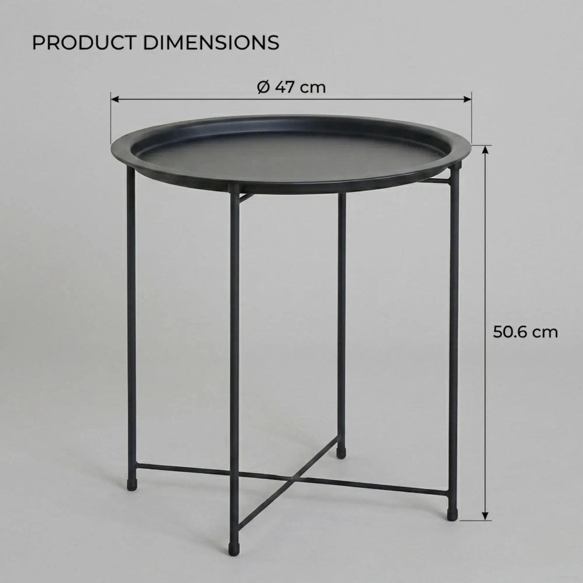 Round Metal Tray Top Side Table 47cm Diameter - Black - Furniture > Sofas > Sofa Accessories - Rivercity House & Home Co. (ABN 18 642 972 209) - Affordable Modern Furniture Australia