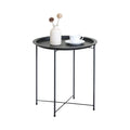 Round Metal Tray Top Side Table 47cm Diameter - Black
