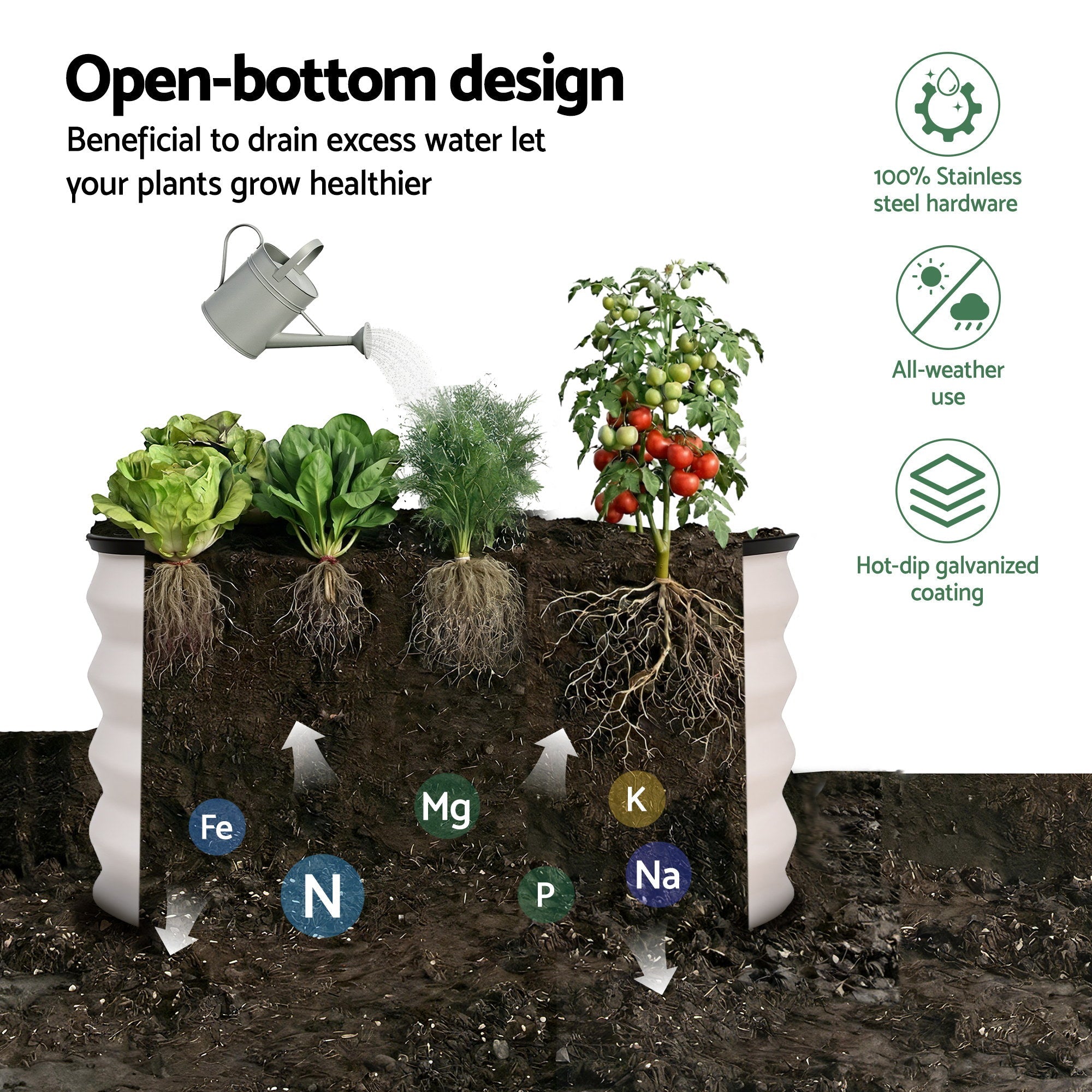 Round Raised Garden Bed 2 Pack Galvanised Planter Box Rust Resistant 60x60x30cm White - Home & Garden > Garden Beds > Garden Beds & Planters - Rivercity House & Home Co. (ABN 18 642 972 209) - Affordable Modern Furniture Australia