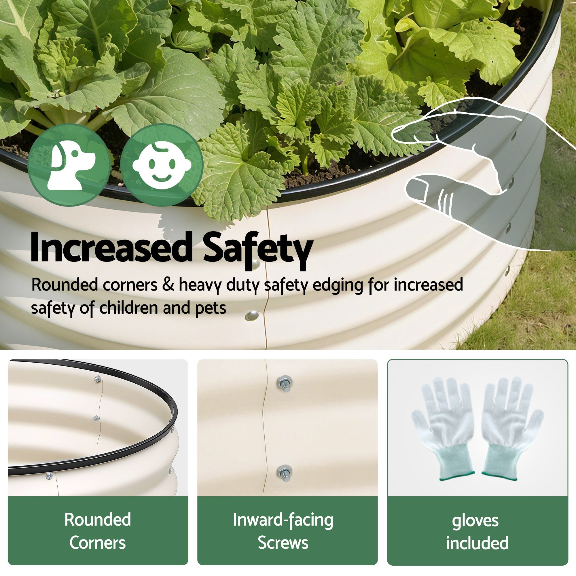 Round Raised Garden Bed 2 Pack Galvanised Planter Box Rust Resistant 60x60x30cm White - Home & Garden > Garden Beds > Garden Beds & Planters - Rivercity House & Home Co. (ABN 18 642 972 209) - Affordable Modern Furniture Australia