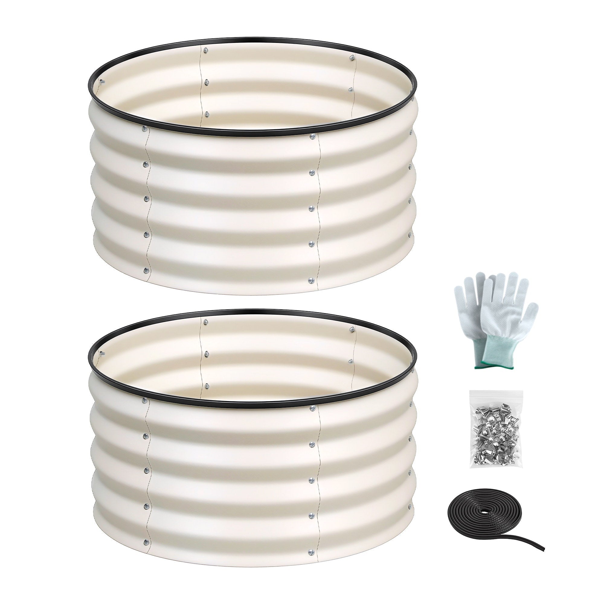 Round Raised Garden Bed 2 Pack Galvanised Planter Box Rust Resistant 60x60x30cm White - Home & Garden > Garden Beds > Garden Beds & Planters - Rivercity House & Home Co. (ABN 18 642 972 209) - Affordable Modern Furniture Australia