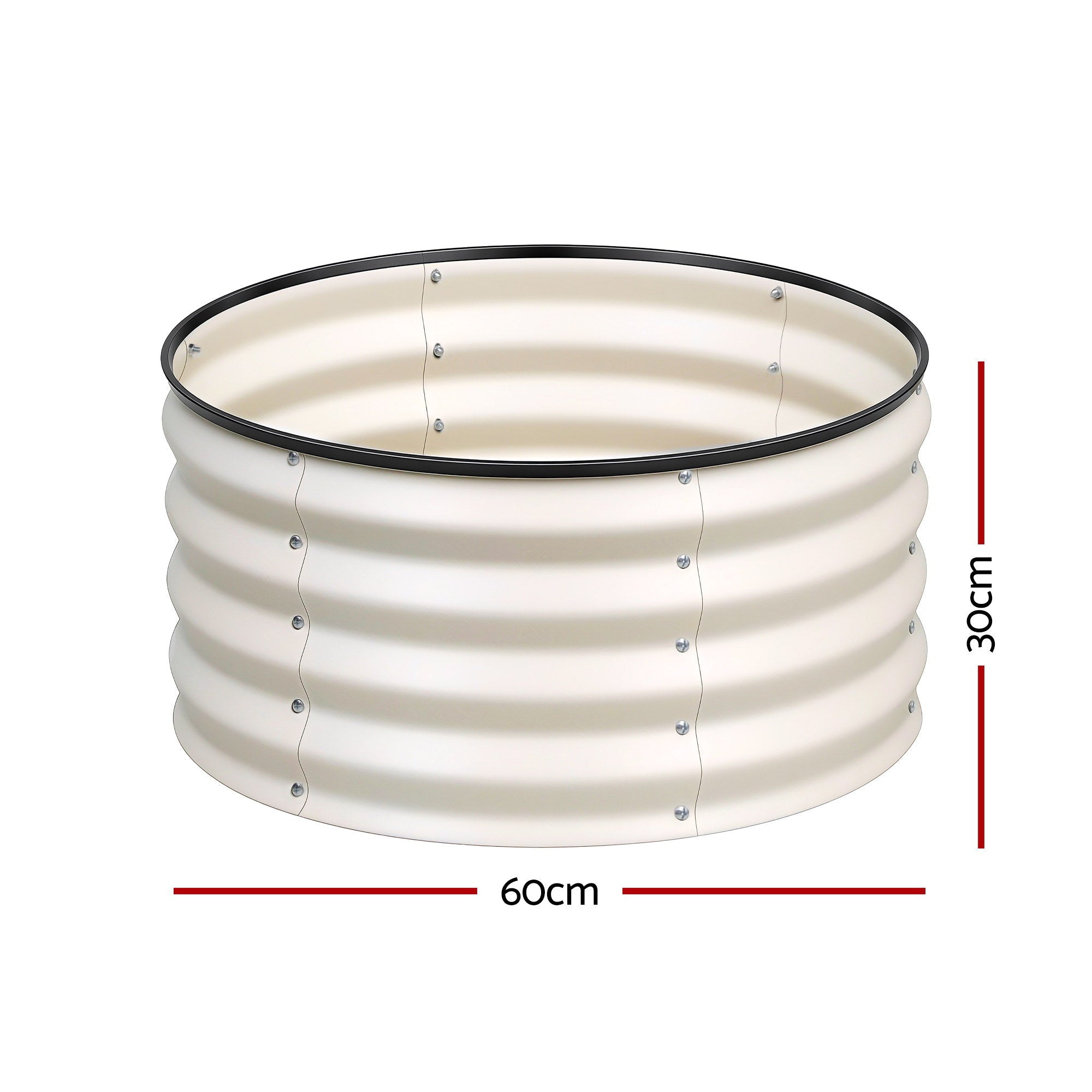 Round Raised Garden Bed 2 Pack Galvanised Planter Box Rust Resistant 60x60x30cm White - Home & Garden > Garden Beds > Garden Beds & Planters - Rivercity House & Home Co. (ABN 18 642 972 209) - Affordable Modern Furniture Australia