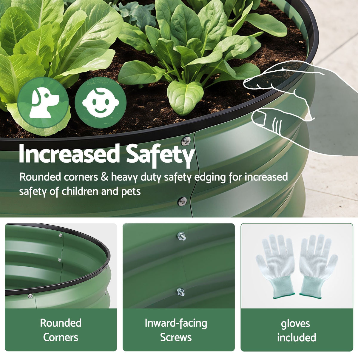Round Raised Garden Bed 60x60x30cm 2 Pack Galvanised Planter Box - Green - Home & Garden > Garden Beds > Garden Beds & Planters - Rivercity House & Home Co. (ABN 18 642 972 209) - Affordable Modern Furniture Australia