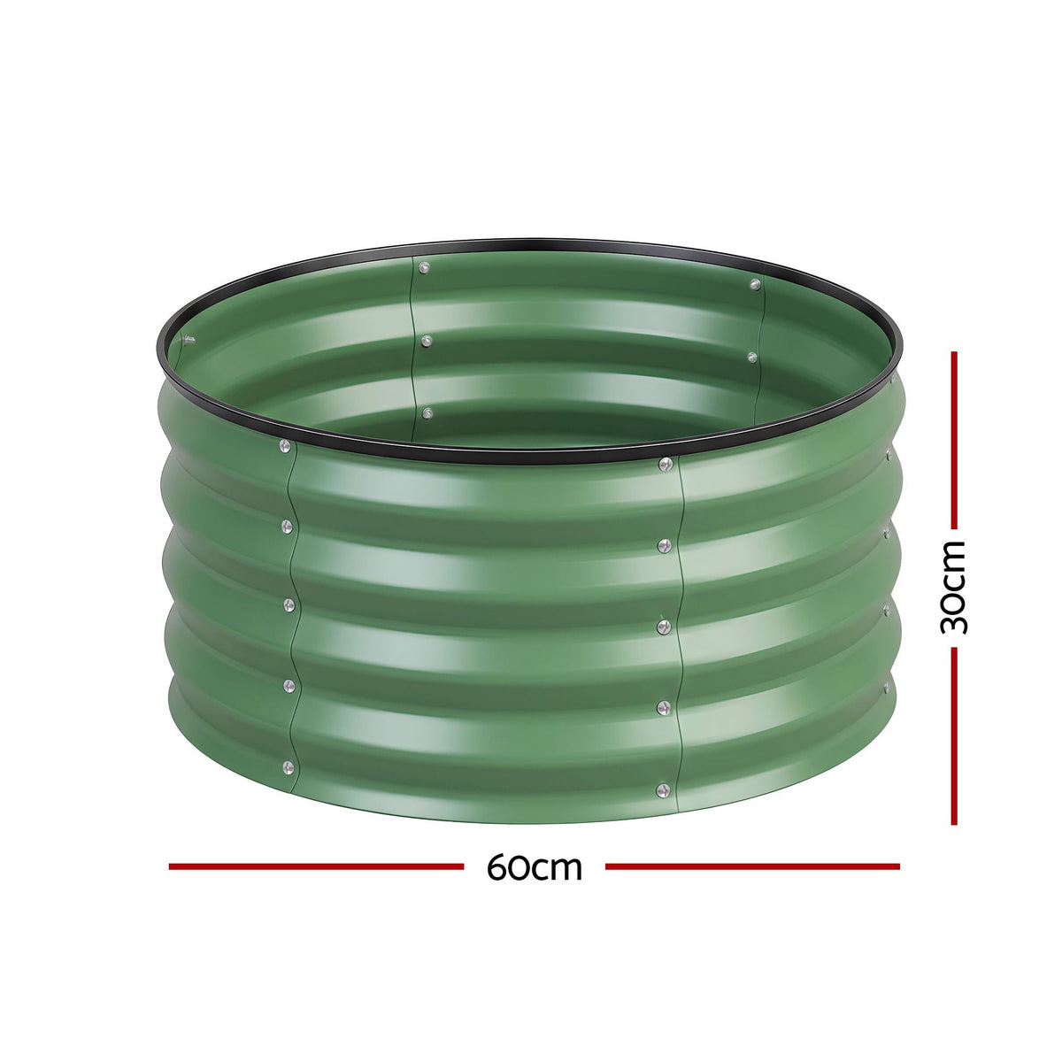 Round Raised Garden Bed 60x60x30cm 2 Pack Galvanised Planter Box - Green - Home & Garden > Garden Beds > Garden Beds & Planters - Rivercity House & Home Co. (ABN 18 642 972 209) - Affordable Modern Furniture Australia