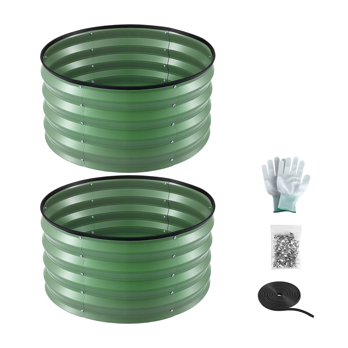 Round Raised Garden Bed 60x60x30cm 2 Pack Galvanised Planter Box - Green - Home & Garden > Garden Beds > Garden Beds & Planters - Rivercity House & Home Co. (ABN 18 642 972 209) - Affordable Modern Furniture Australia