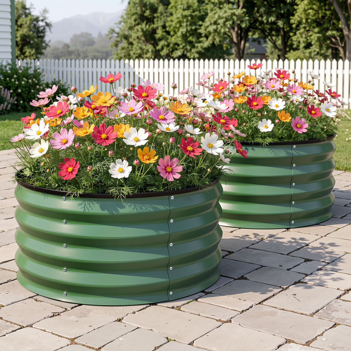 Round Raised Garden Bed 60x60x30cm 2 Pack Galvanised Planter Box - Green - Home & Garden > Garden Beds > Garden Beds & Planters - Rivercity House & Home Co. (ABN 18 642 972 209) - Affordable Modern Furniture Australia