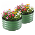 Round Raised Garden Bed 60x60x30cm 2 Pack Galvanised Planter Box - Green