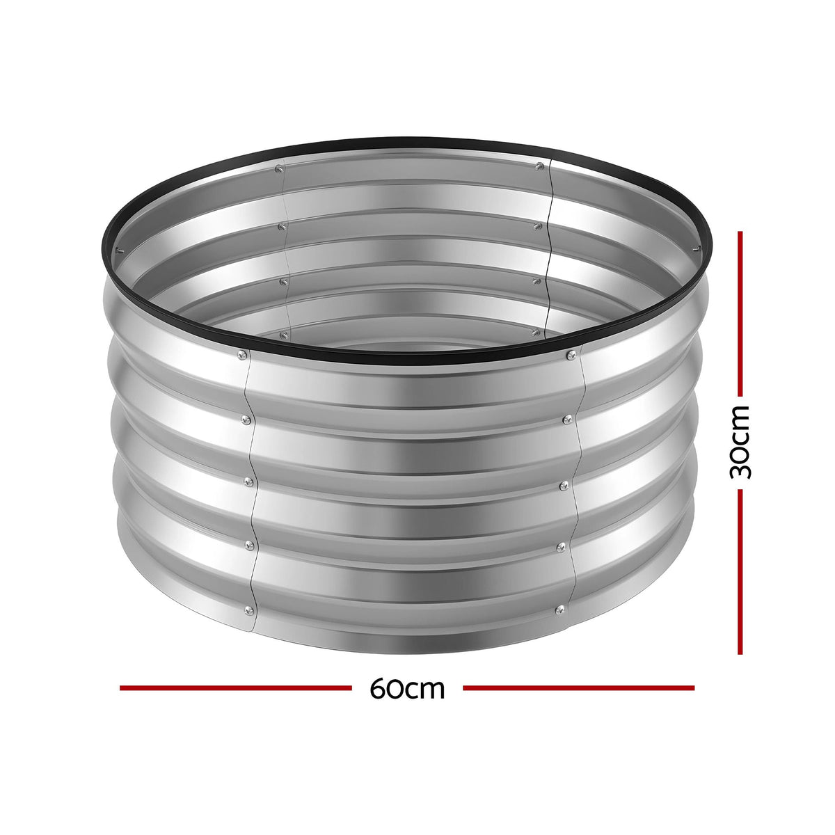Round Raised Garden Bed 60x60x30cm 2 Pack Galvanised Planter Box - Silver - Home & Garden > Garden Beds > Garden Beds & Planters - Rivercity House & Home Co. (ABN 18 642 972 209) - Affordable Modern Furniture Australia