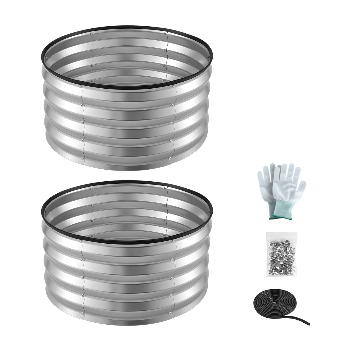 Round Raised Garden Bed 60x60x30cm 2 Pack Galvanised Planter Box - Silver - Home & Garden > Garden Beds > Garden Beds & Planters - Rivercity House & Home Co. (ABN 18 642 972 209) - Affordable Modern Furniture Australia