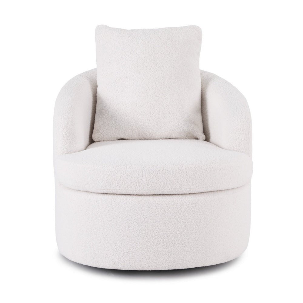 Round Swivel Armchair Extra Pillow White - Furniture > Bar Stools & Chairs > Arm Chairs & Recliners - Rivercity House & Home Co. (ABN 18 642 972 209) - Affordable Modern Furniture Australia