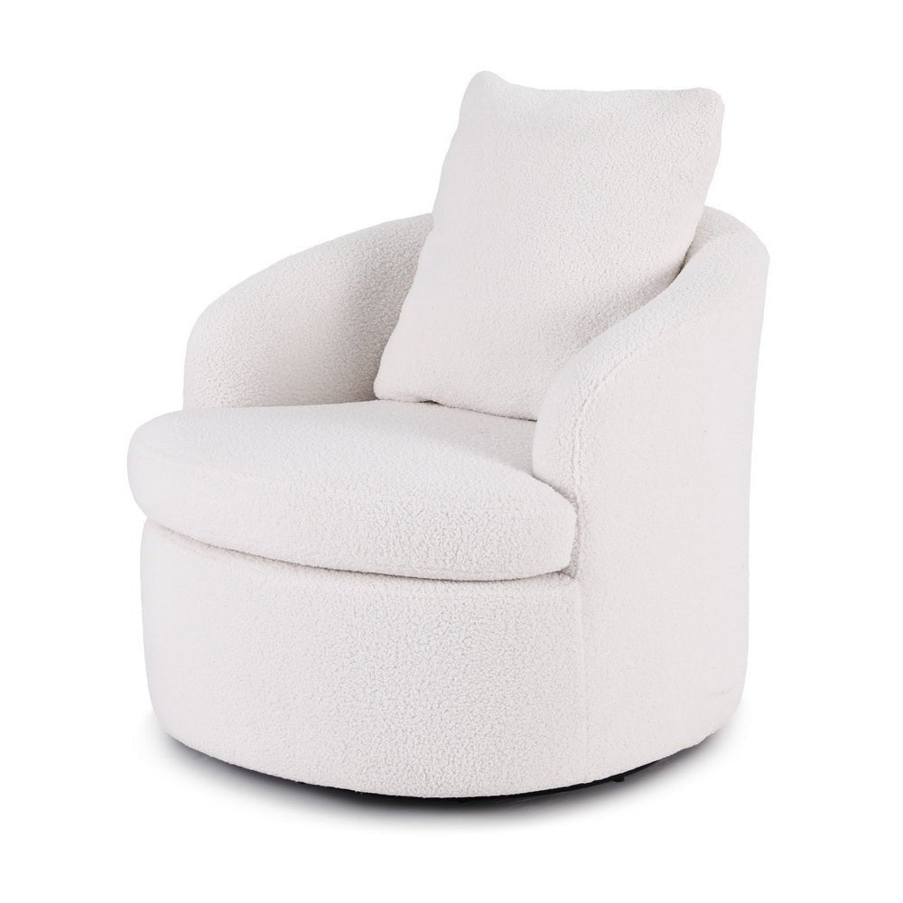 Round Swivel Armchair Extra Pillow White - Furniture > Bar Stools & Chairs > Arm Chairs & Recliners - Rivercity House & Home Co. (ABN 18 642 972 209) - Affordable Modern Furniture Australia