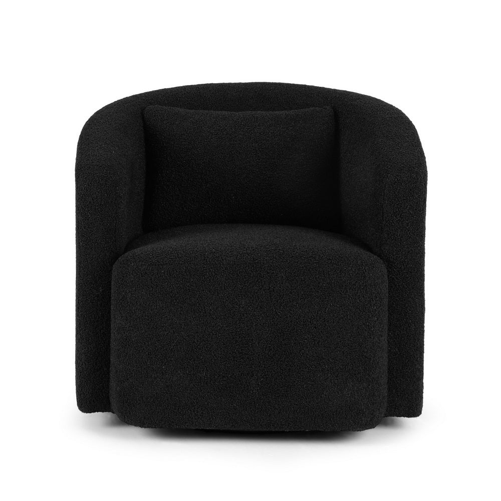 Round Swivel Armchair Sherpa Fleece Black - Furniture > Bar Stools & Chairs > Arm Chairs & Recliners - Rivercity House & Home Co. (ABN 18 642 972 209) - Affordable Modern Furniture Australia
