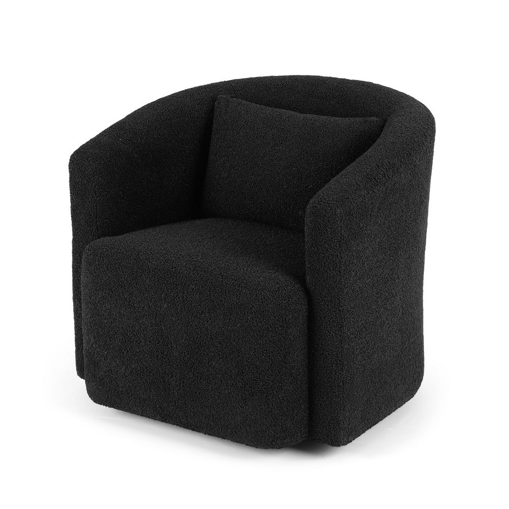 Round Swivel Armchair Sherpa Fleece Black - Furniture > Bar Stools & Chairs > Arm Chairs & Recliners - Rivercity House & Home Co. (ABN 18 642 972 209) - Affordable Modern Furniture Australia