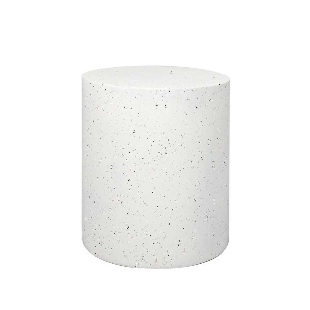 Round Terrazzo Side Table 39.5cm x 47cm - Beige - Rivercity House & Home Co. (ABN 18 642 972 209) - Affordable Modern Furniture Australia