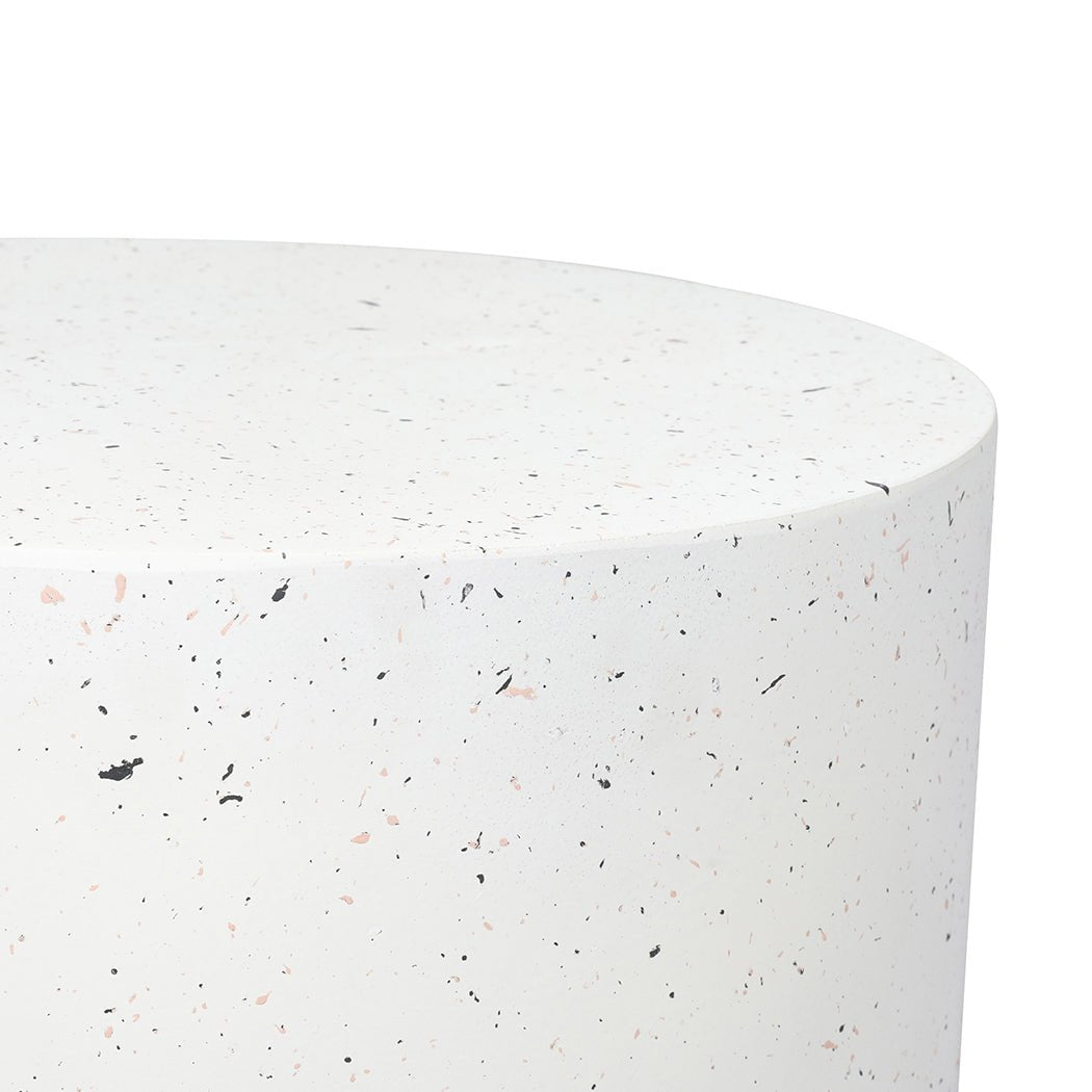 Round Terrazzo Side Table 39.5cm x 47cm - Beige - Rivercity House & Home Co. (ABN 18 642 972 209) - Affordable Modern Furniture Australia