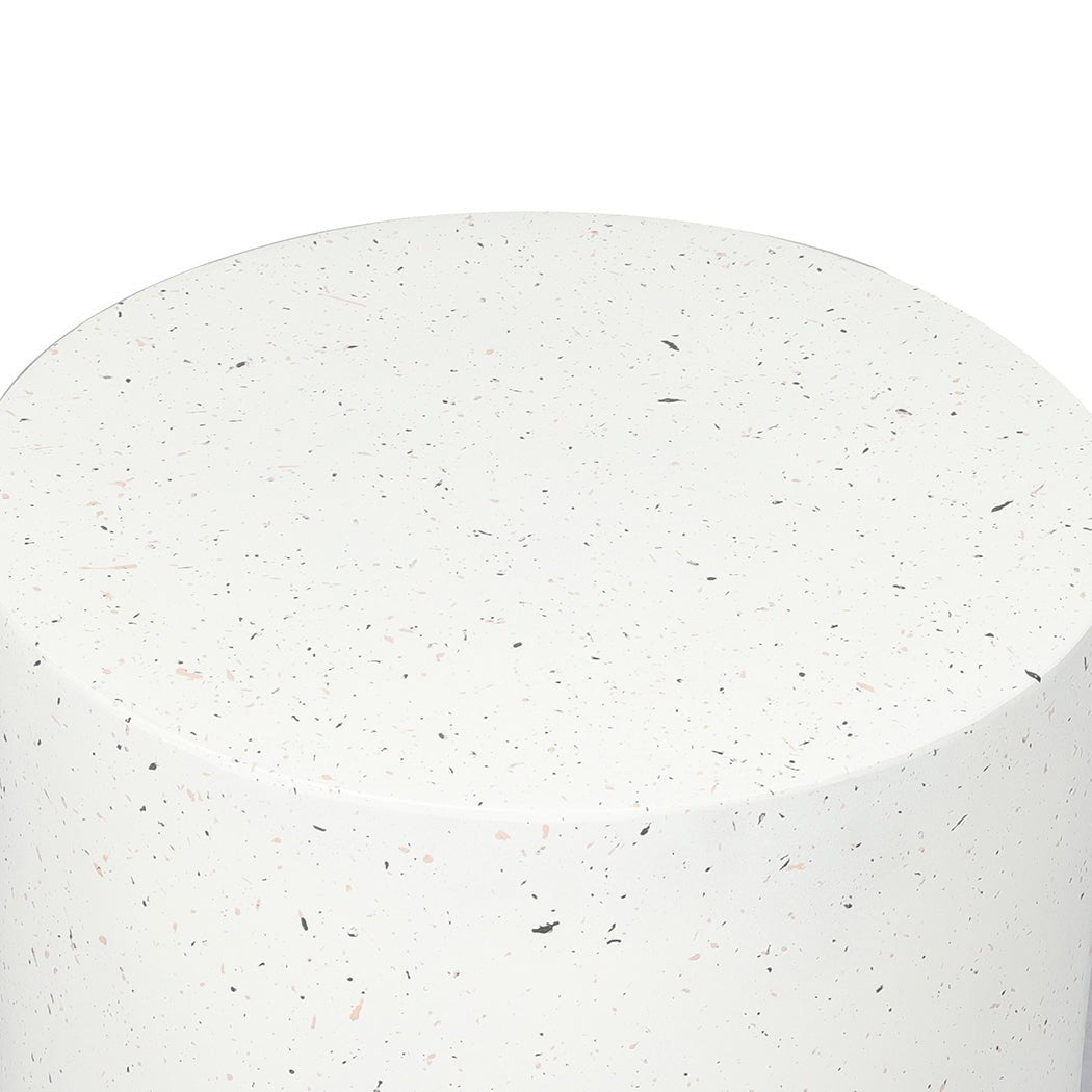 Round Terrazzo Side Table 39.5cm x 47cm - Beige - Rivercity House & Home Co. (ABN 18 642 972 209) - Affordable Modern Furniture Australia