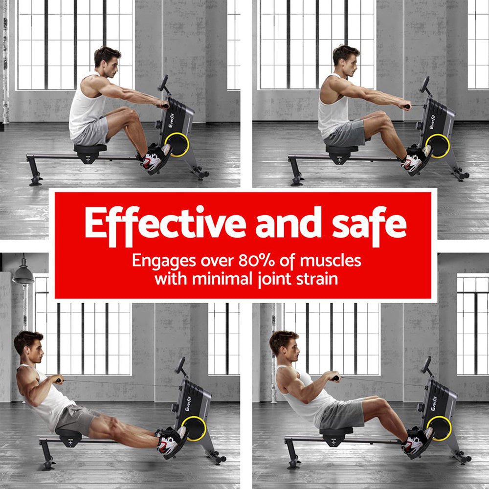 Rowing Machine 12 Levels Magnetic Rower Fitness Gym Cardio Workout - Sports & Fitness > Exercise, Gym and Fitness - Rivercity House & Home Co. (ABN 18 642 972 209) - Affordable Modern Furniture Australia