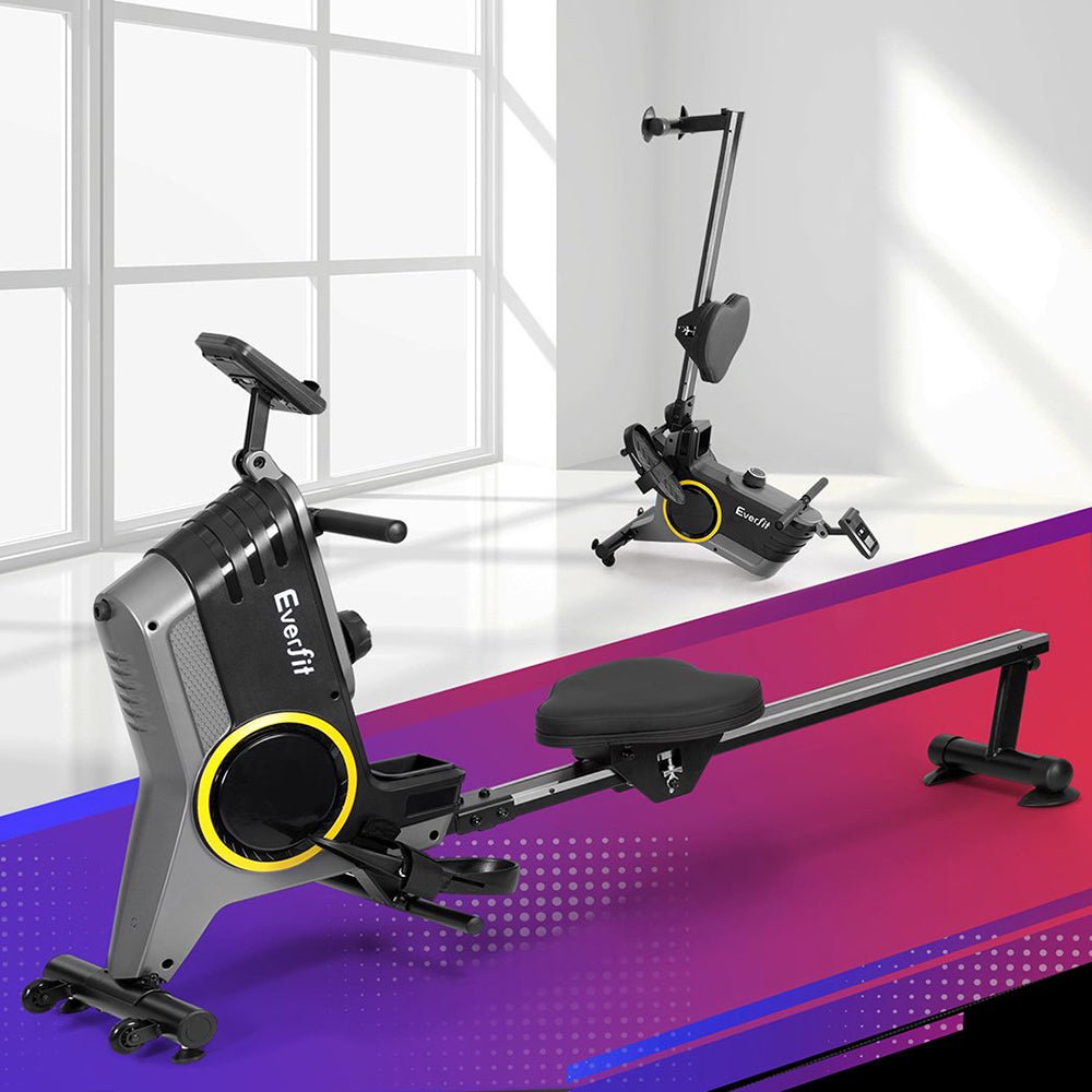 Rowing Machine 12 Levels Magnetic Rower Fitness Gym Cardio Workout - Sports & Fitness > Exercise, Gym and Fitness - Rivercity House & Home Co. (ABN 18 642 972 209) - Affordable Modern Furniture Australia