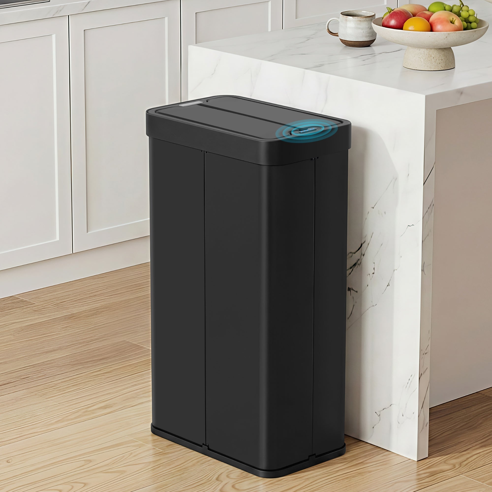 Rubbish Bin 70L Automatic Sensor Kitchen Bin, Slim Smart Garbage Can Touchless Rectangular with Liner Holder, Fully Closed Lid for Bedroom, Bathroom, Living Room, Black - Home & Garden > Kitchen Bins > Automatic Bins - Rivercity House & Home Co. (ABN 18 642 972 209) - Affordable Modern Furniture Australia