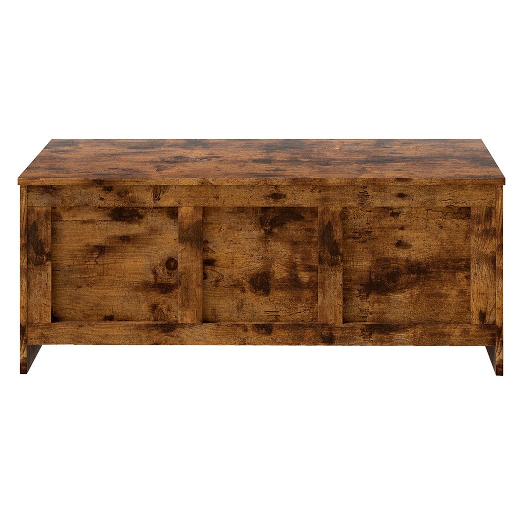 Rustic Wooden Storage Bench Cabinet 100cm x 40cm x 41cm - Rustic Brown - Rivercity House & Home Co. (ABN 18 642 972 209) - Affordable Modern Furniture Australia