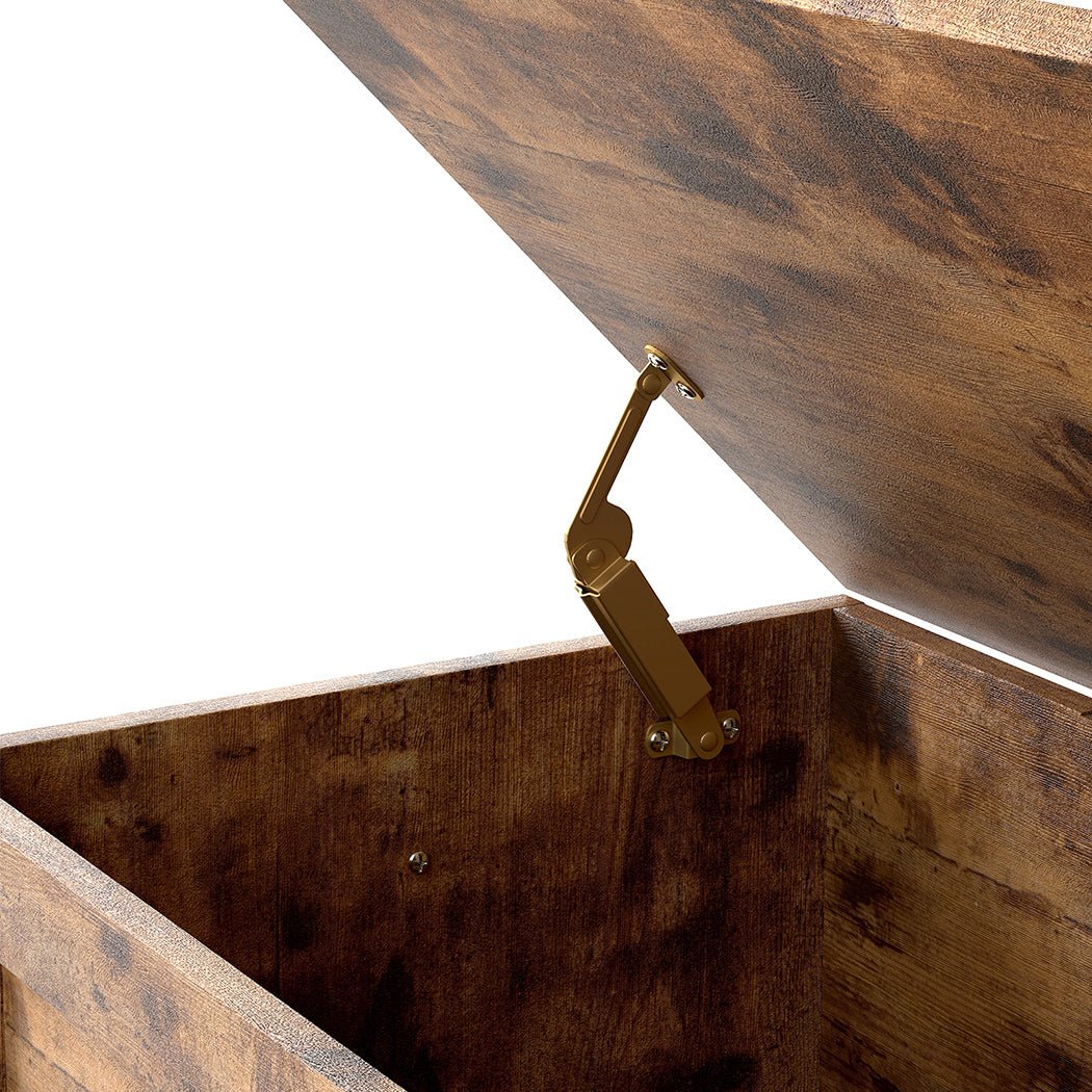 Rustic Wooden Storage Bench Cabinet 100cm x 40cm x 41cm - Rustic Brown - Rivercity House & Home Co. (ABN 18 642 972 209) - Affordable Modern Furniture Australia