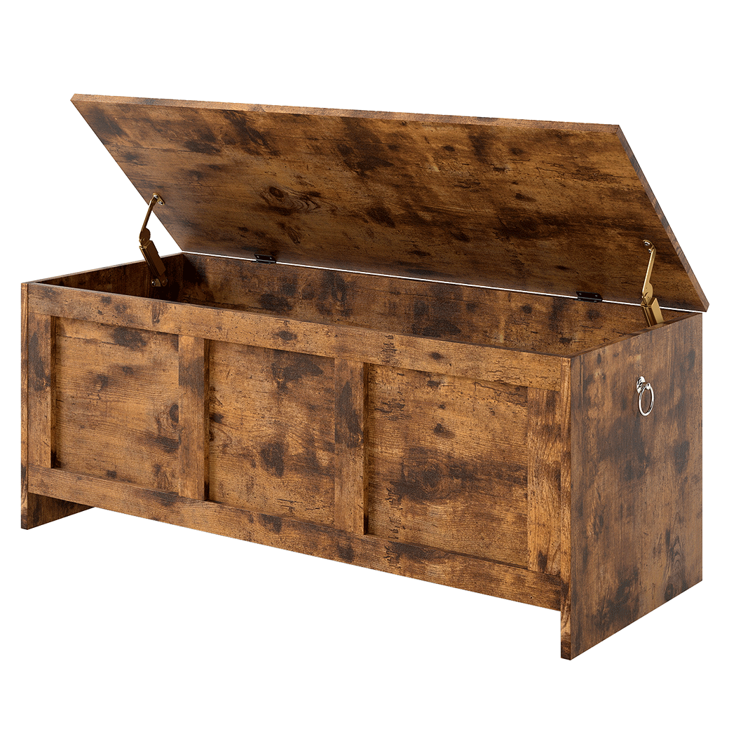 Rustic Wooden Storage Bench Cabinet 100cm x 40cm x 41cm - Rustic Brown - Rivercity House & Home Co. (ABN 18 642 972 209) - Affordable Modern Furniture Australia