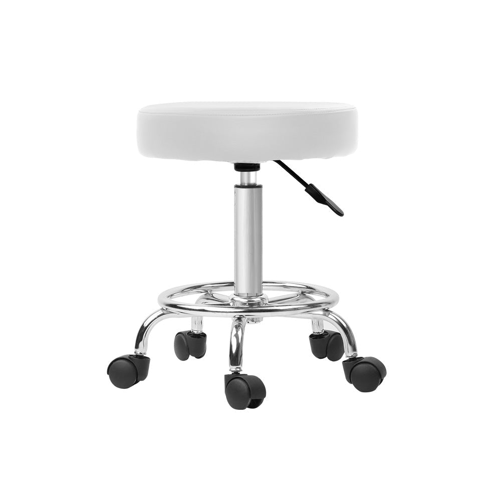 Salon Stool Round Swivel Chair White - Furniture > Living Room > Ottomans & Footstools - Rivercity House & Home Co. (ABN 18 642 972 209) - Affordable Modern Furniture Australia