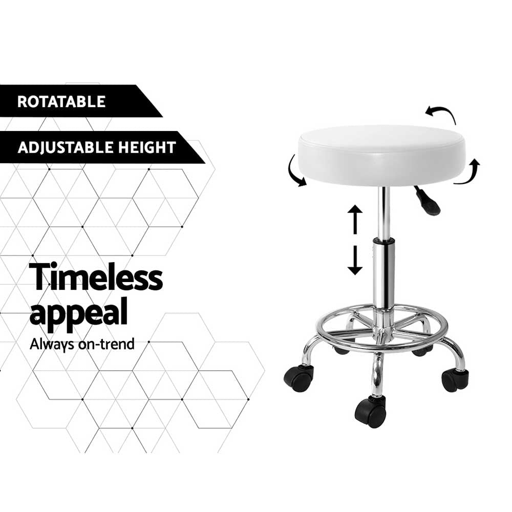 Salon Stool Round Swivel Chair White - Furniture > Living Room > Ottomans & Footstools - Rivercity House & Home Co. (ABN 18 642 972 209) - Affordable Modern Furniture Australia
