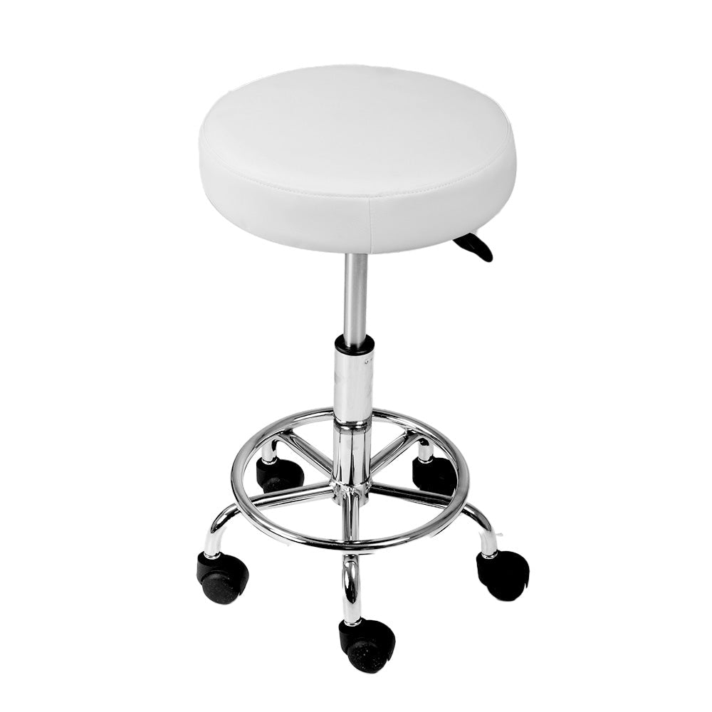 Salon Stool Round Swivel Chair White - Furniture > Living Room > Ottomans & Footstools - Rivercity House & Home Co. (ABN 18 642 972 209) - Affordable Modern Furniture Australia