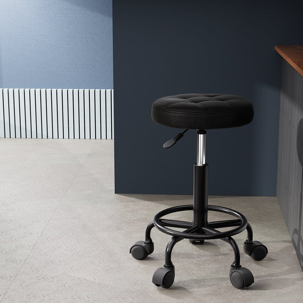 Salon Stool Round Swivel Chairs Black - Furniture > Living Room > Ottomans & Footstools - Rivercity House & Home Co. (ABN 18 642 972 209) - Affordable Modern Furniture Australia