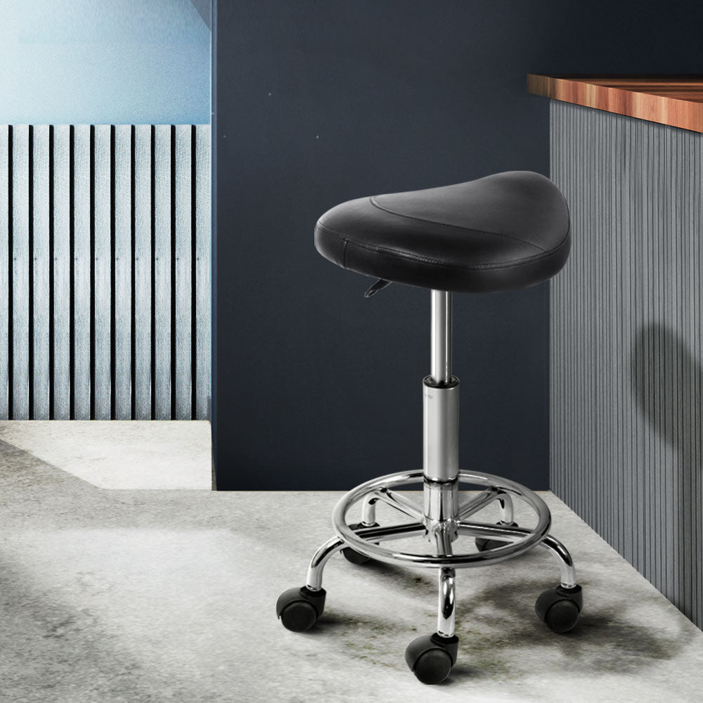 Salon Stool Saddle Swivel Chair Black - Furniture > Living Room > Ottomans & Footstools - Rivercity House & Home Co. (ABN 18 642 972 209) - Affordable Modern Furniture Australia