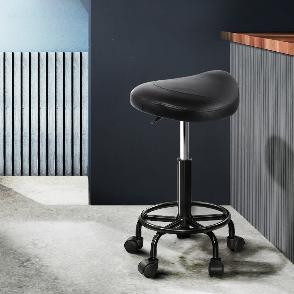 Salon Stool Saddle Swivel Chair - Furniture > Living Room > Ottomans & Footstools - Rivercity House & Home Co. (ABN 18 642 972 209) - Affordable Modern Furniture Australia
