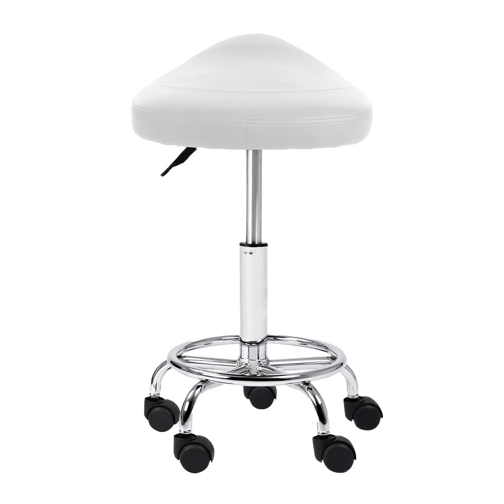 Salon Stool Saddle Swivel Chair White - Furniture > Living Room > Ottomans & Footstools - Rivercity House & Home Co. (ABN 18 642 972 209) - Affordable Modern Furniture Australia