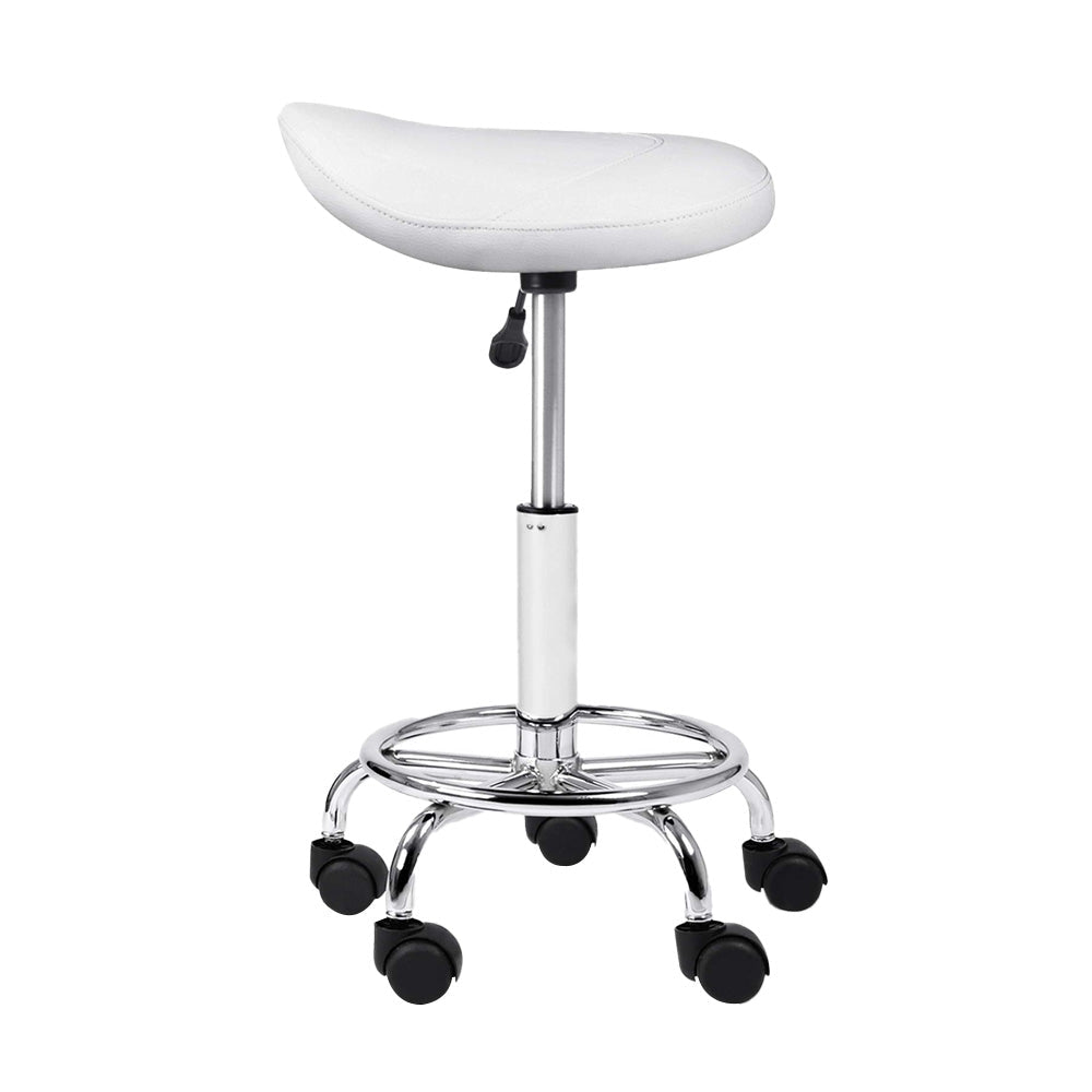 Salon Stool Saddle Swivel Chair White - Furniture > Living Room > Ottomans & Footstools - Rivercity House & Home Co. (ABN 18 642 972 209) - Affordable Modern Furniture Australia